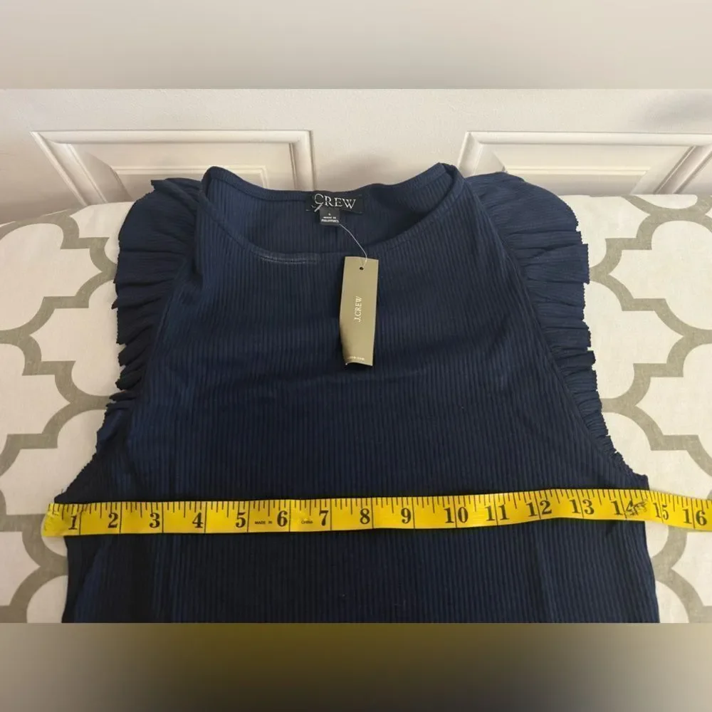 J.Crew Vintage rib ruffle boatneck tank top NWT Size S